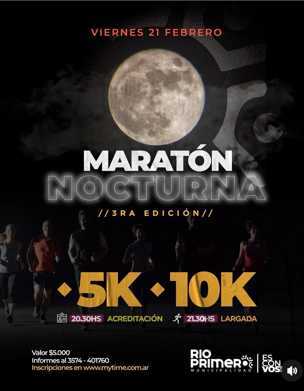 Imagen del evento Maratón nocturna en Río Primero