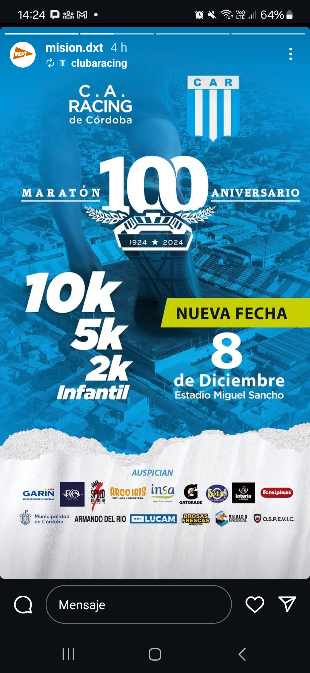 Imagen del evento Maratón 100 Aniversario C.A.Racing